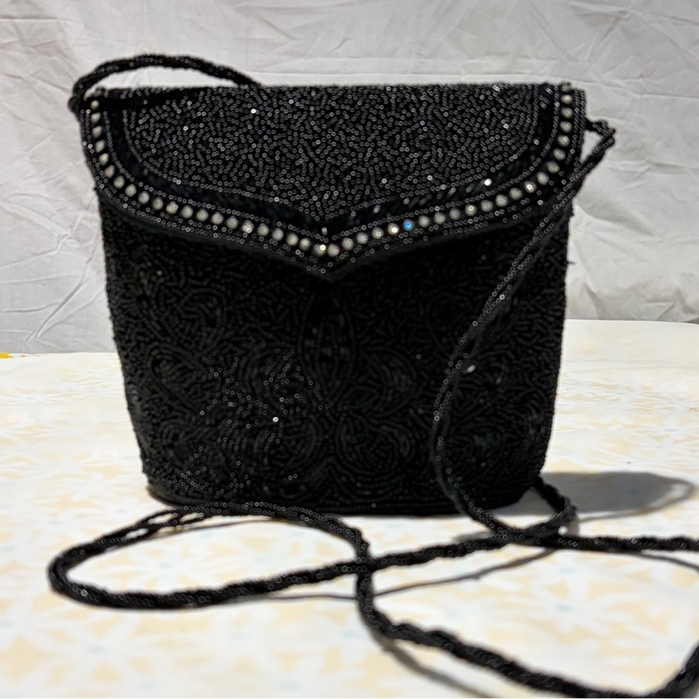 Inge Christopher‎ Chic Black Beaded Crossbody Bag